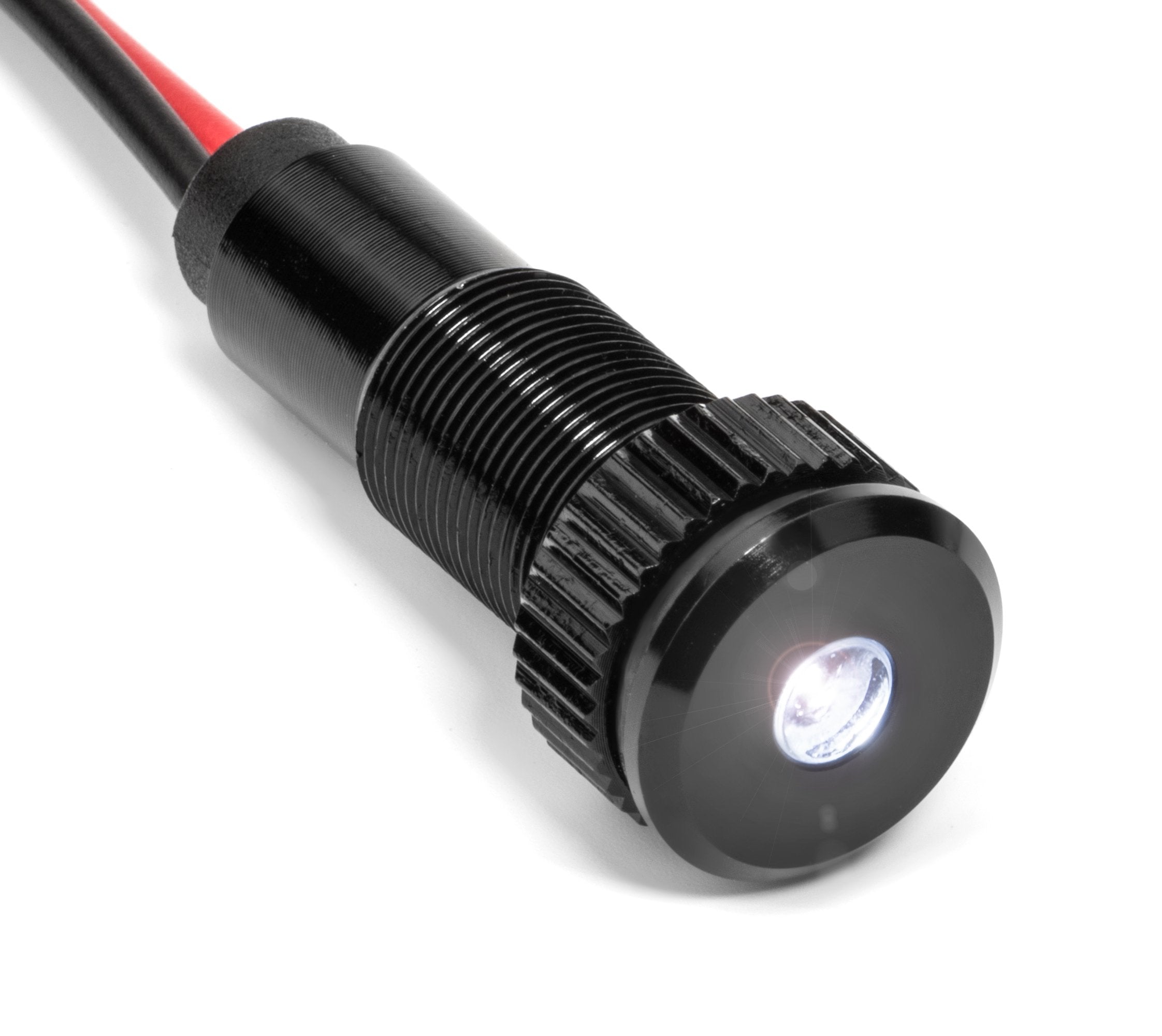 Oznium Plug-N-Play Instrument Cluster Led Indicator Light Dash Bulbs. Aluminum Pilot Lights. Acrylic Lens. Flush Panel Mount 5/16" 8Mm 12V For Speedometer Odometer Tachometer (Black Bezel, White Led)